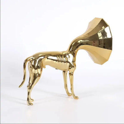 Decorbites™ Abstrakte Goldene Trompeten-Hund-Skulptur Haustierdekoration Simuliertes Tierfigürchen