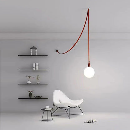 Decorbites™ Lederglasball-Hängeleuchte für das Wohnzimmer, verstellbarer Gürtel DIY-Armatur