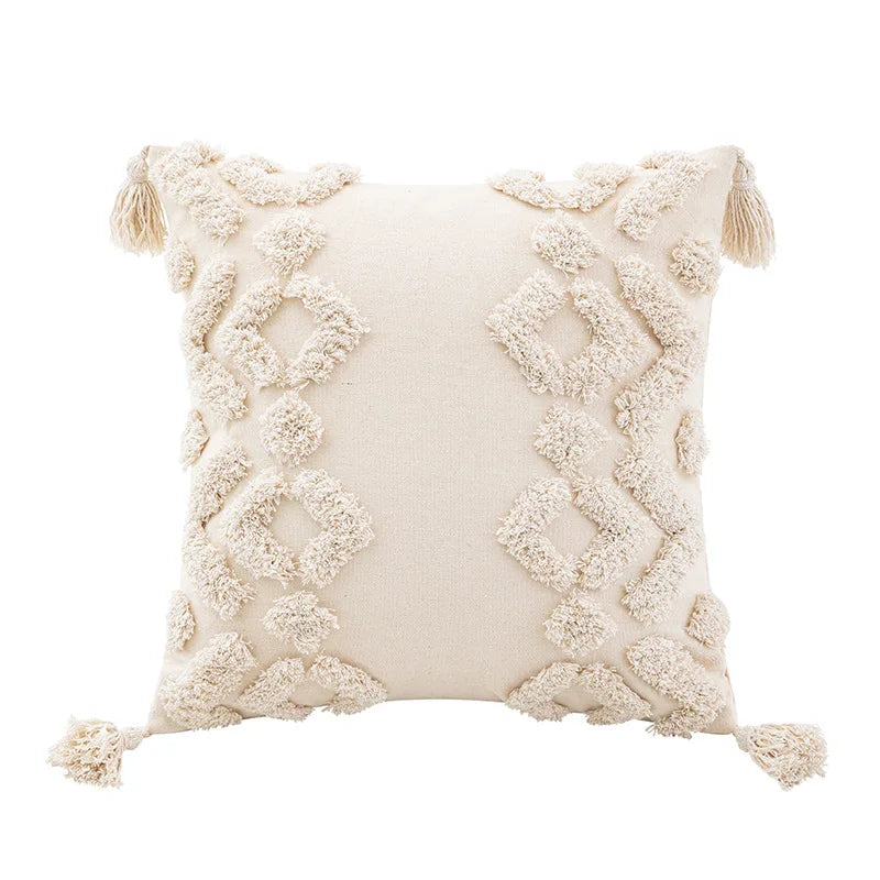 Decorbites™ Geometrisches Tufted-Kissenbezug Beige Patchwork-Kissenbezüge Wabi-Sabi-Stil