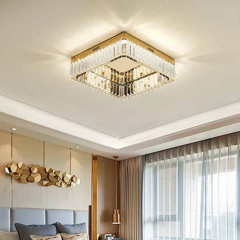 Decorbites™ Kristall-LED dimmbare Deckenleuchten: Moderne quadratische Stahlarmatur für das Wohnzimmer
