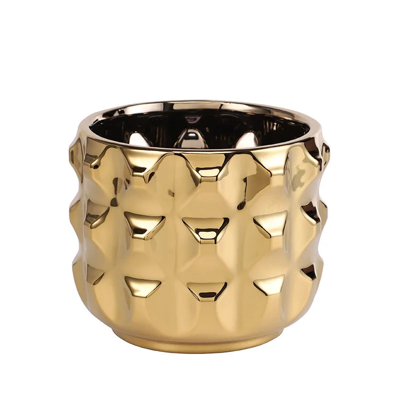 Gold Geometric Ceramic Vase