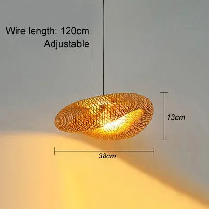 DecorBites™ Bamboo Pendant Light Hand Woven LED Chandelier for Home Decor