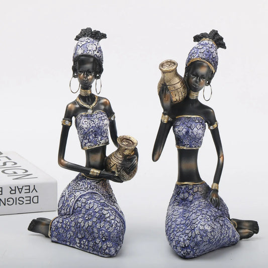 Decorbites™ Afrikanische Frauen-Skulptur: Realistische Figurine für die Hausdekoration