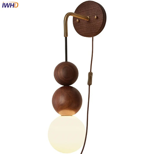 Decorbites™ verstellbare LED-Wandleuchte aus weißem Glas und Walnussholz für Bar, Wohnzimmer, Spiegel-Lampe