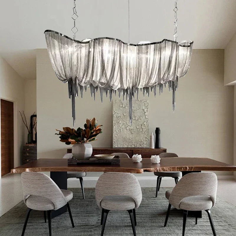 DecorBites™ Gold Tassel Chain Chandelier LED Hanging Lamp Lustres for Dining Room