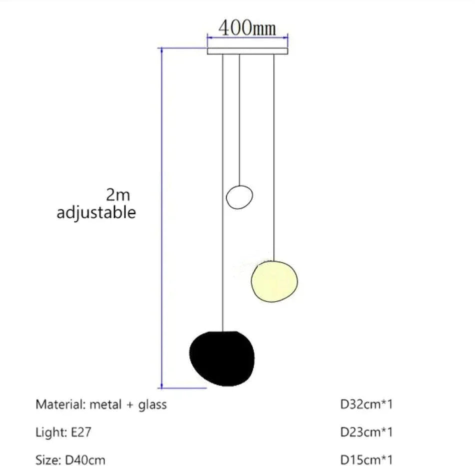 Decorbites™ Gregg Glass Hängeleuchte - Weiße LED-Kieselstein-Pendelleuchte für Villentreppen & Geschäfte