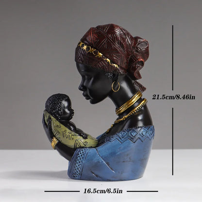 Decorbites™ Afrikanische Mutter-Kind-Abstrakt-Statue Harz-Figurine Ethnischen Stils für Innenraum-Dekoration