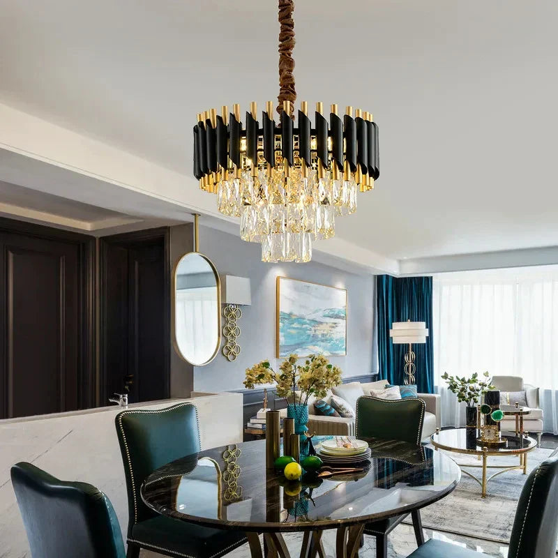 DecorBites™ Crystal LED Pendant Chandelier for Modern Living Spaces