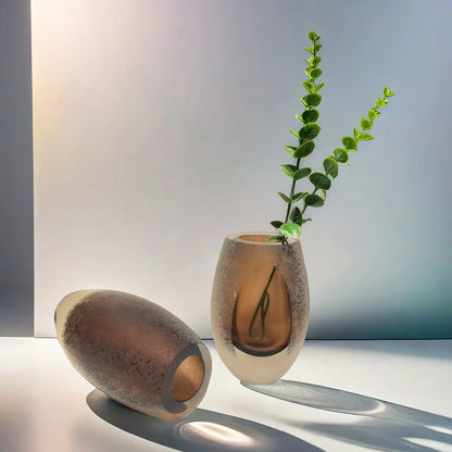 DecorBites™ Frosted Glass Vase Home Decoration Floral Arrangement Hydroponics Terrarium Jar