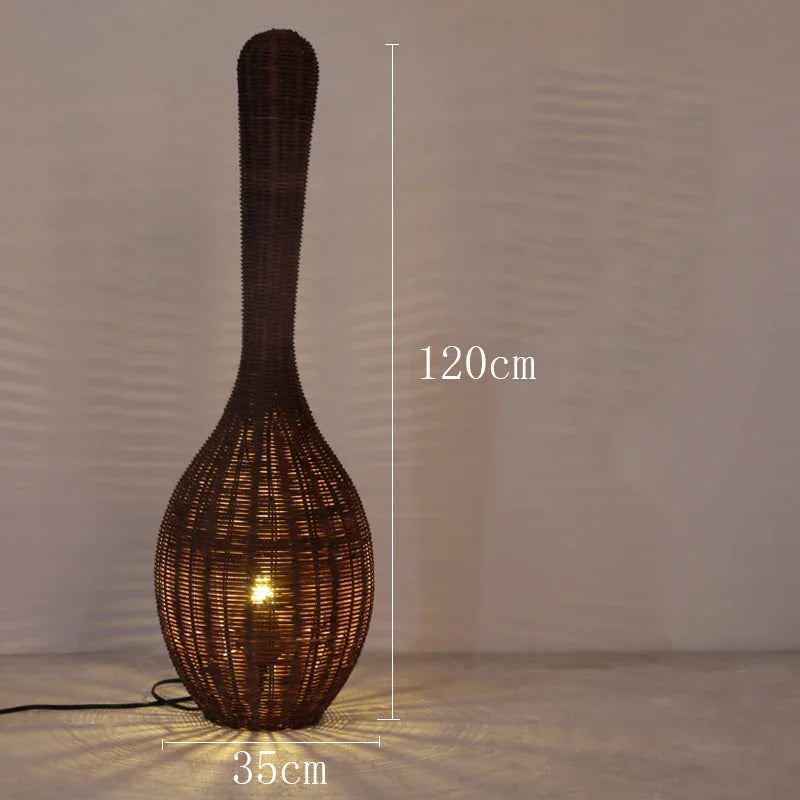 Decorbites™ Bambus-Bodenleuchte: Einzigartige Rattan-Lampe für Wohnzimmer, Schlafzimmer und Teehäuschen-Dekoration