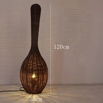 Decorbites™ Bambus-Bodenleuchte: Einzigartige Rattan-Lampe für Wohnzimmer, Schlafzimmer und Teehäuschen-Dekoration