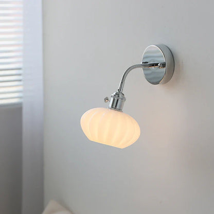 DecorBites™ Adjustable Arm LED Wall Light Fixture with Pull Chain Switch, White Glass