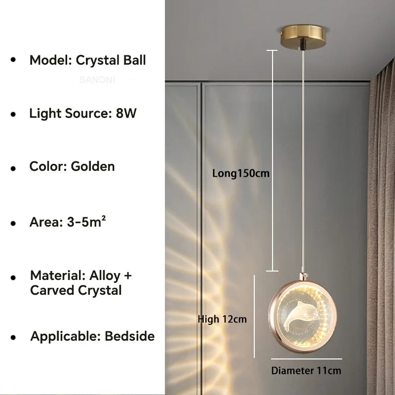DecorBites™ Crystal Ball Chandelier - Luxury Pendant Light for Bedroom and Living Room