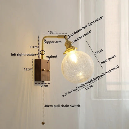 DecorBites™ Glass Copper LED Wall Lights Modern Bedside Lamp Applique Da Parete