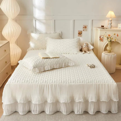 Decorbites™ Spitzen-Volants-Kühlendes Bettrock-Set mit Kissenbezügen