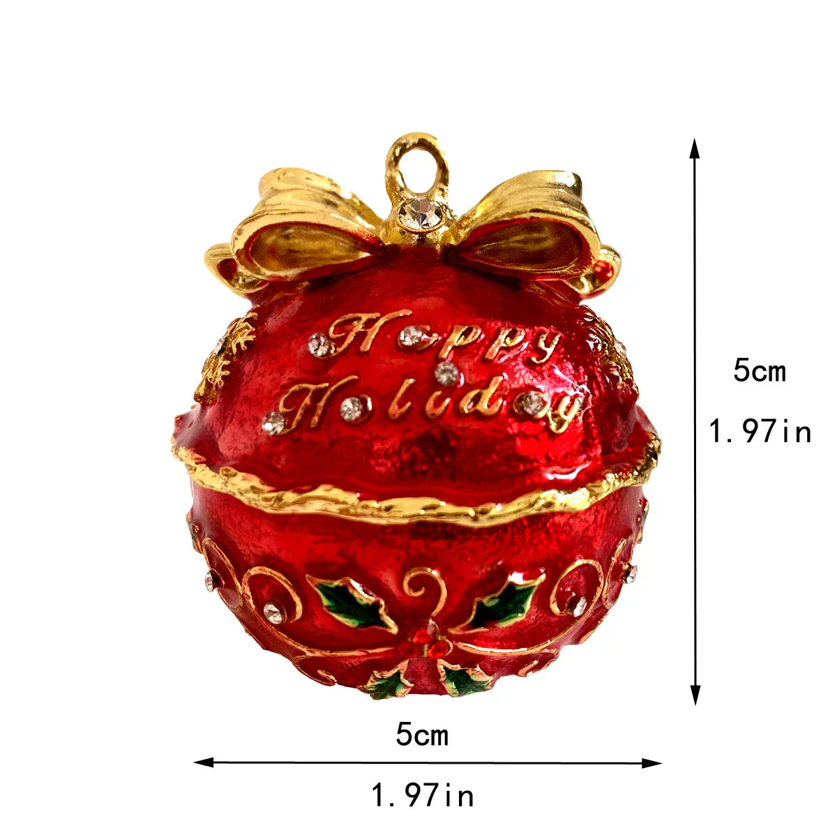 Decorbites™ Jingle Bell Schmuckschatulle mit Kristallen, handbemalt, Weihnachtsbaum-Dekoration