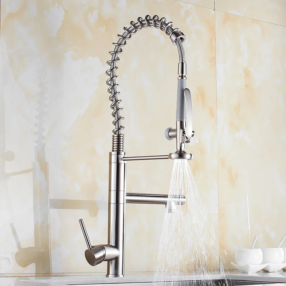DecorBites™ Black Chrome Tall Kitchen Faucet with Pull Down Spray and Swivel Spout
