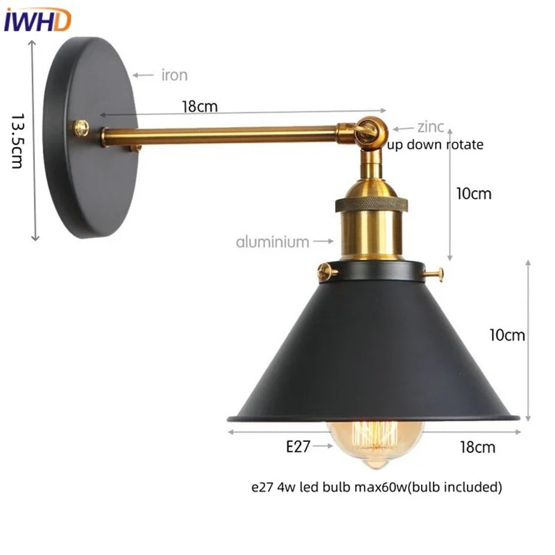 DecorBites™ Gold Industrial LED Wall Lamp for Loft Stair, Coffee Bar, Bedroom