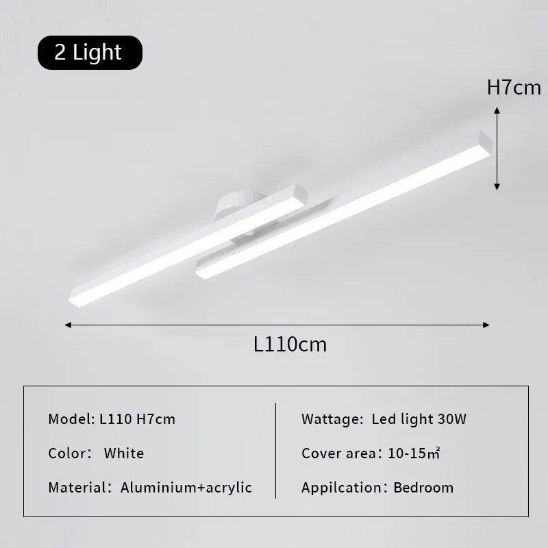 Black LED Ceiling Lamp 8-Light L120cm Remote