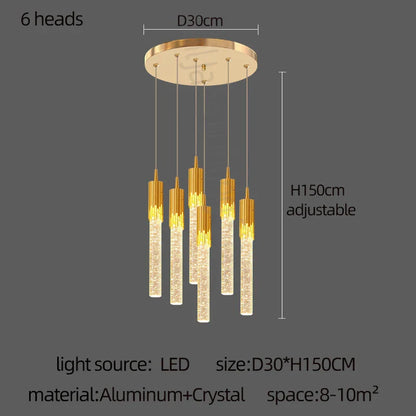 Decorbites™ Gold-Kristall-LED-Kronleuchter: Moderne Lampen für das Esszimmer, hängende Deckenbeleuchtung für die Küche