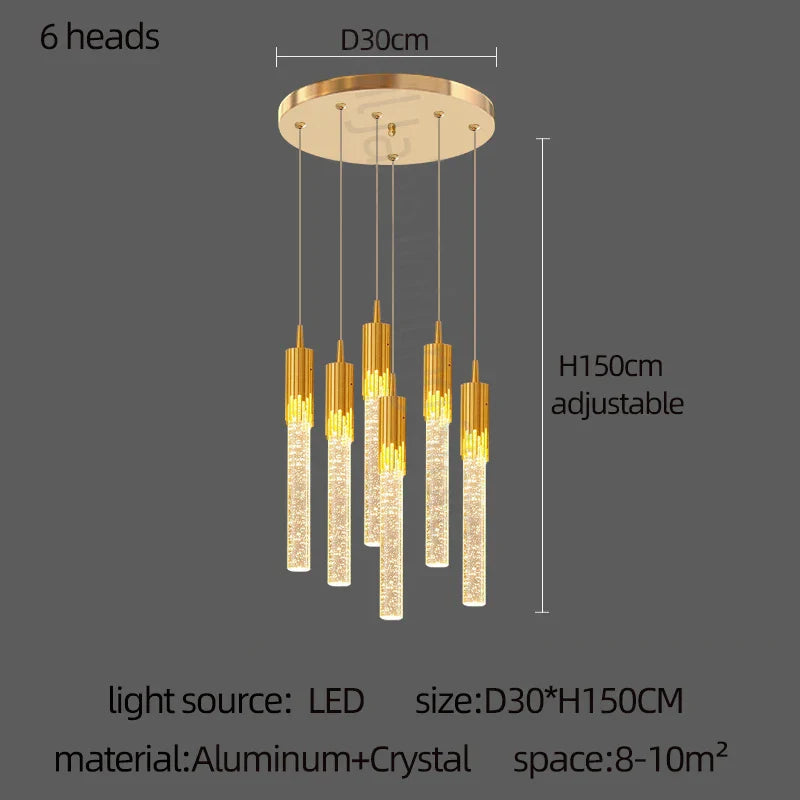 Gold Crystal Kitchen Chandelier 8-Head Design