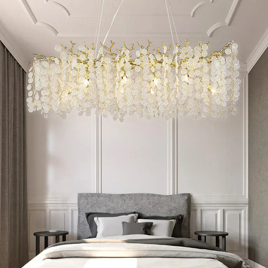 Decorbites™ Goldener Geldbaumzweig-Kristall-Leuchter für Wohnzimmer und Schlafzimmer