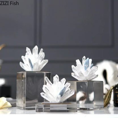 Decorbites™ Achatstein-Kristall-Skulptur Vergoldete Marmor-Dekoration für Wohnzimmer-Schreibtisch