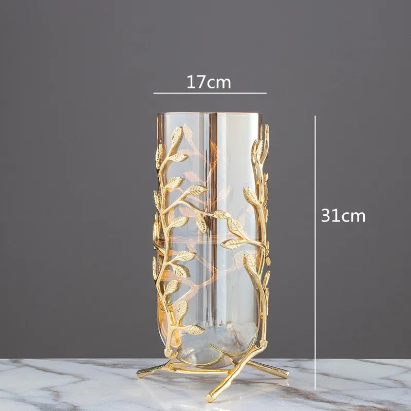 Gold Frame Glass Vase