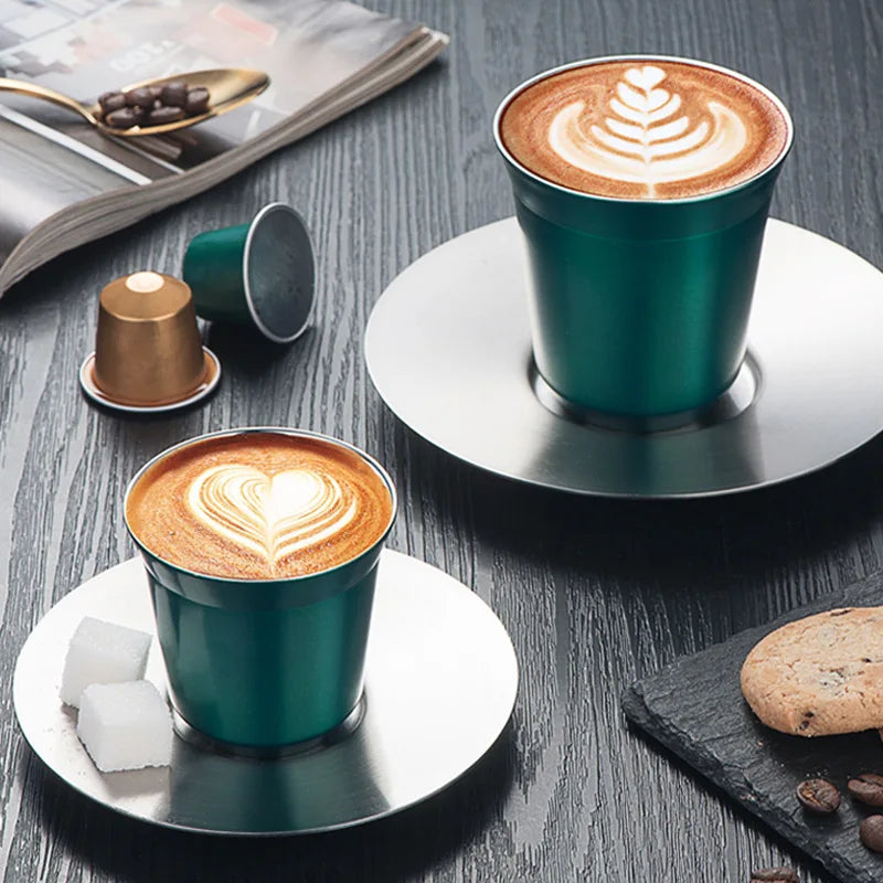 Decorbites™ Doppeltwandige Espressotassen, Isolierter Kaffeebecher, Unzerbrechlicher Edelstahlbecher