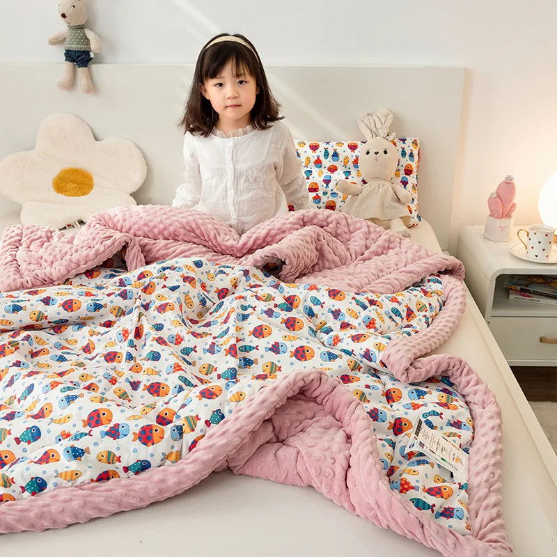 Decorbites™ Baumwoll-Blumendruck Doppelbettdecke | Retro Soothe Kuscheldecke Bettwäsche