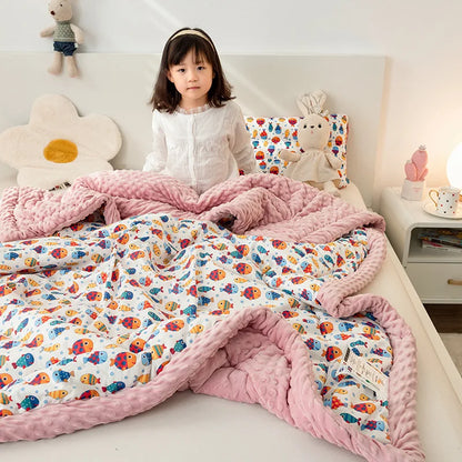 Decorbites™ Baumwoll-Blumendruck Doppelbettdecke | Retro Soothe Kuscheldecke Bettwäsche