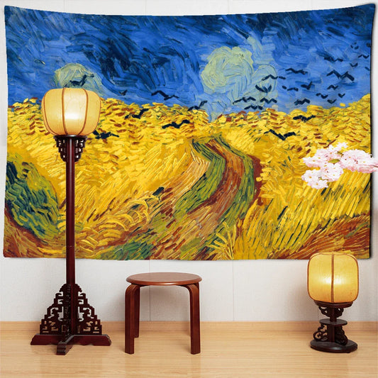 Decorbites™ Golden Field Öl-Gemälde-Teppich Wandbehang - Retro-Hippie-Kunst-Dekoration
