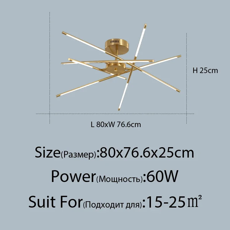 Black Gold Pendant Lamp 12-Head Dimmable