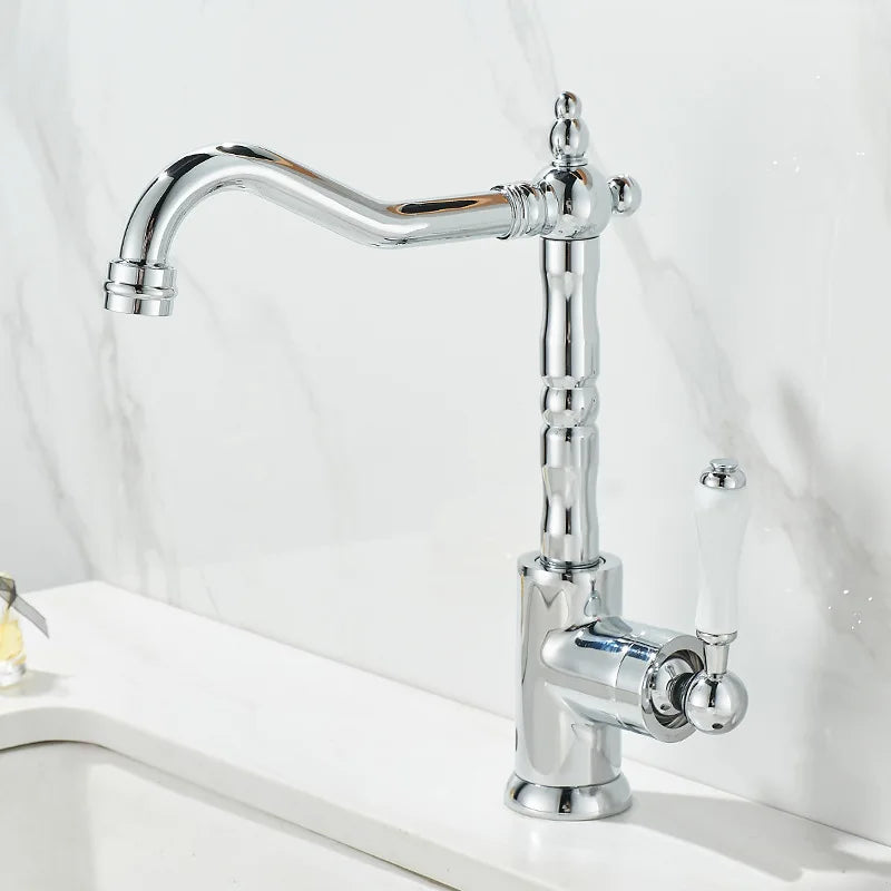 Decorbites™ Gold Schwarz Messing Badezimmer Küchenarmatur – Waschbeckenmischer für heißes und kaltes Wasser