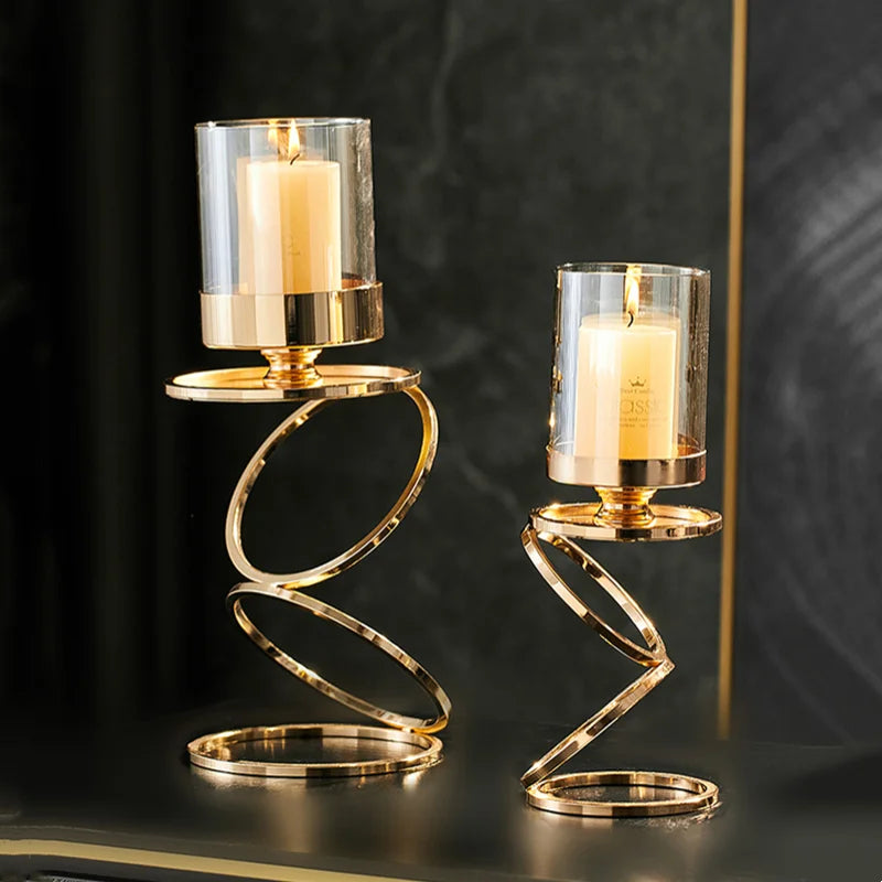 Decorbites™ Goldener Metallrahmen Glasleuchter - Hochzeitszentertische & Heimdekoration