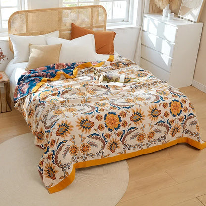Decorbites™ Boho-Mandala-Baumwolldecke für den Sommer – Doppelseitige weiche Wurfdecke für Betten, Sofas