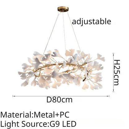 Decorbites™ Blattzweig-Keramik-Kronleuchter | Moderne goldene Leuchte für das Wohnzimmer