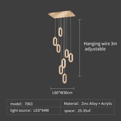 Decorbites™ Kristallringe-Kronleuchter: Treppenhaus Luxus-LED-Beleuchtungskörper