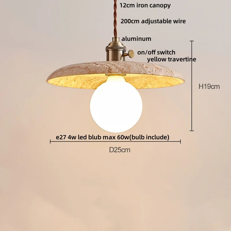 Aluminum LED Pendant Light Travertine E27 Base
