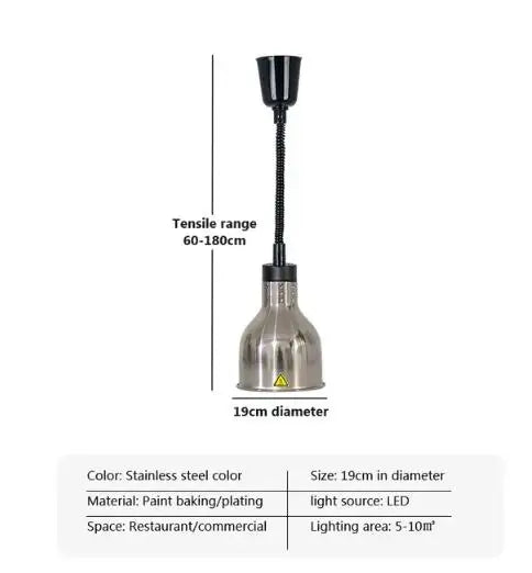 Vintage Telescopic Stainless Steel Buffet Heat Pendant Lamp