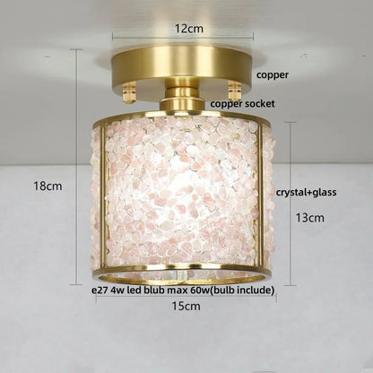 DecorBites™ Crystal Glass LED Ceiling Light Copper Canopy Nordic Modern Design