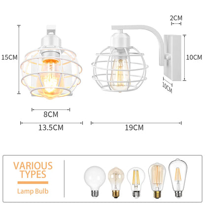 DecorBites™ Iron White Cage Wall Lamp for Modern Indoor Lighting