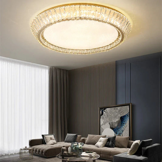 Decorbites™ Gold Kristall-Deckenleuchte: Nordisch Moderne Runde Leuchte für Schlafzimmer und Restaurant