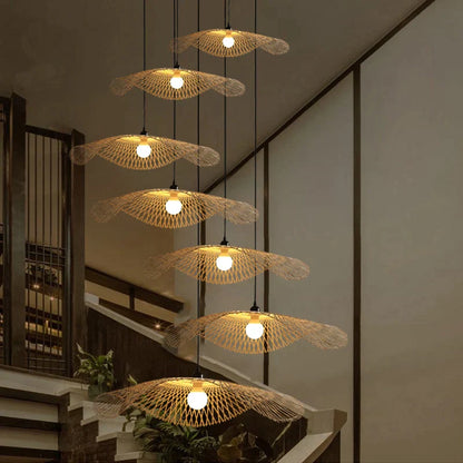 Decorbites™ Bambus-Leuchter: Handgewebte Rattan-Hängeleuchte für Küche, Bar und Restaurant – LED E27