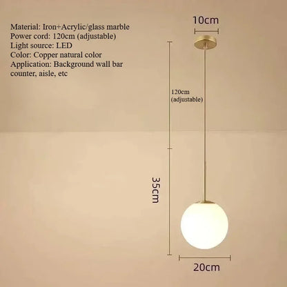 Minimalist Acrylic Globe Pendant Light In Black Or Gold
