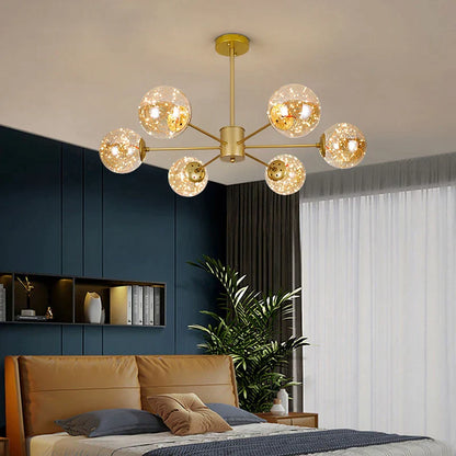 Decorbites™ Gold Star Glas-Kugelleuchte: Moderne nordische LED-Kronleuchter für die Hausdekoration