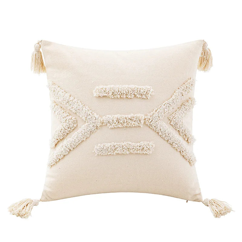 Decorbites™ Geometrisches Tufted-Kissenbezug Beige Patchwork-Kissenbezüge Wabi-Sabi-Stil