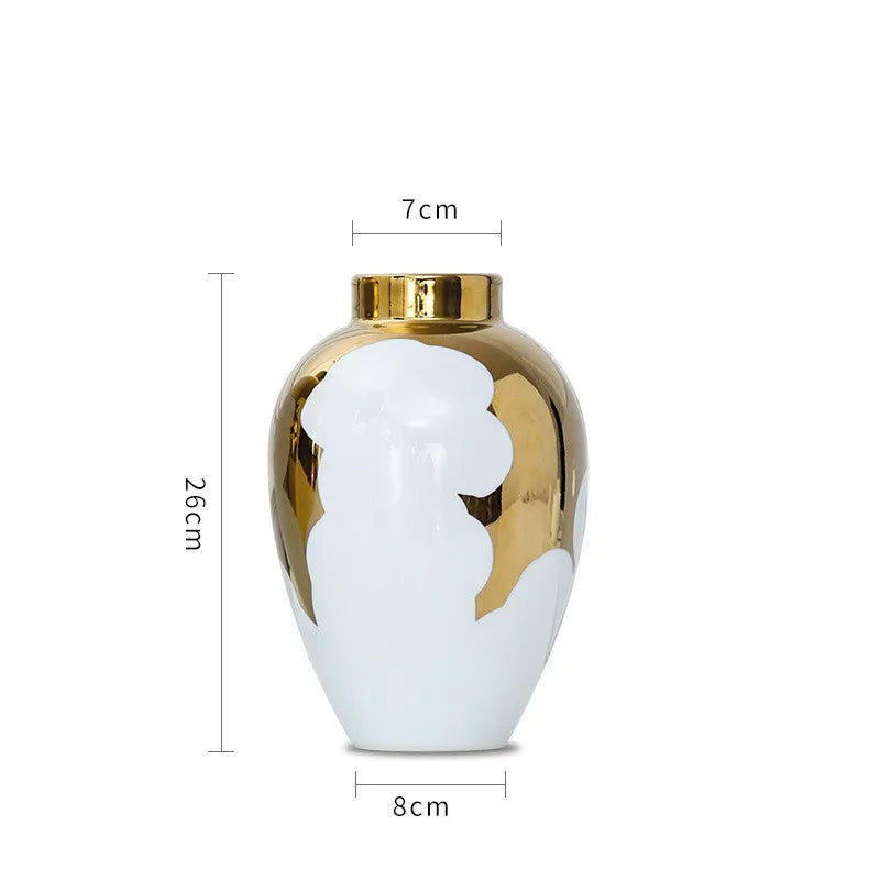 Gold White Ceramic Vase
