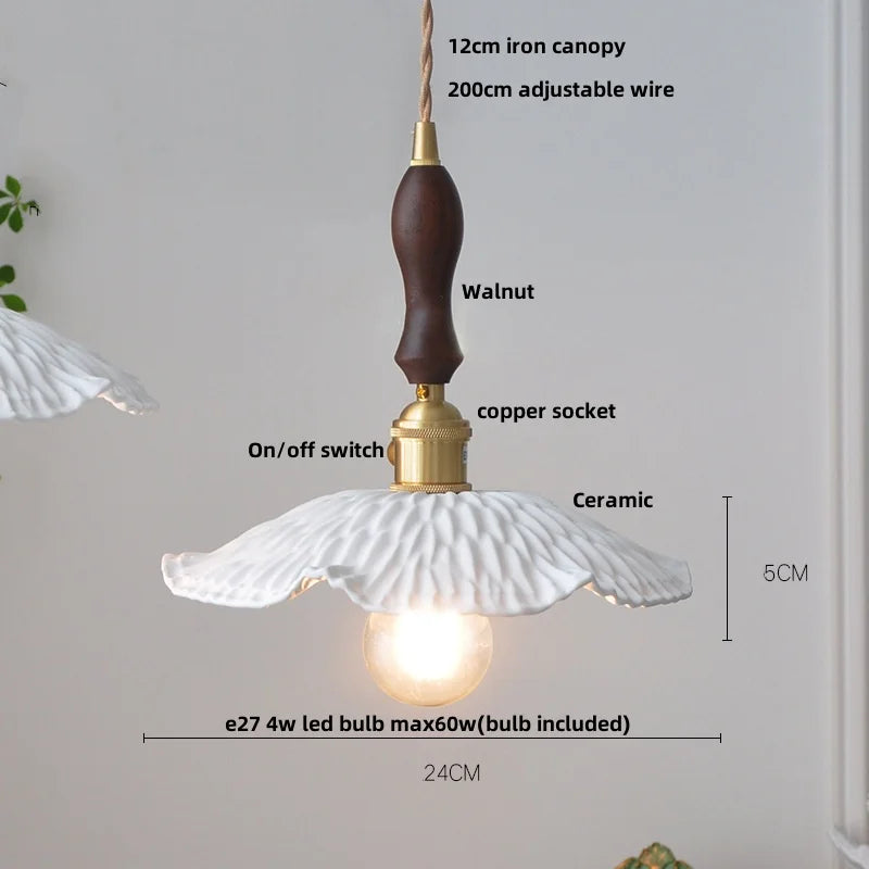 Decorbites™ Braune Holz LED-Hängeleuchte Keramik Nordisches Lichtarmatur