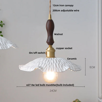 Decorbites™ Braune Holz LED-Hängeleuchte Keramik Nordisches Lichtarmatur